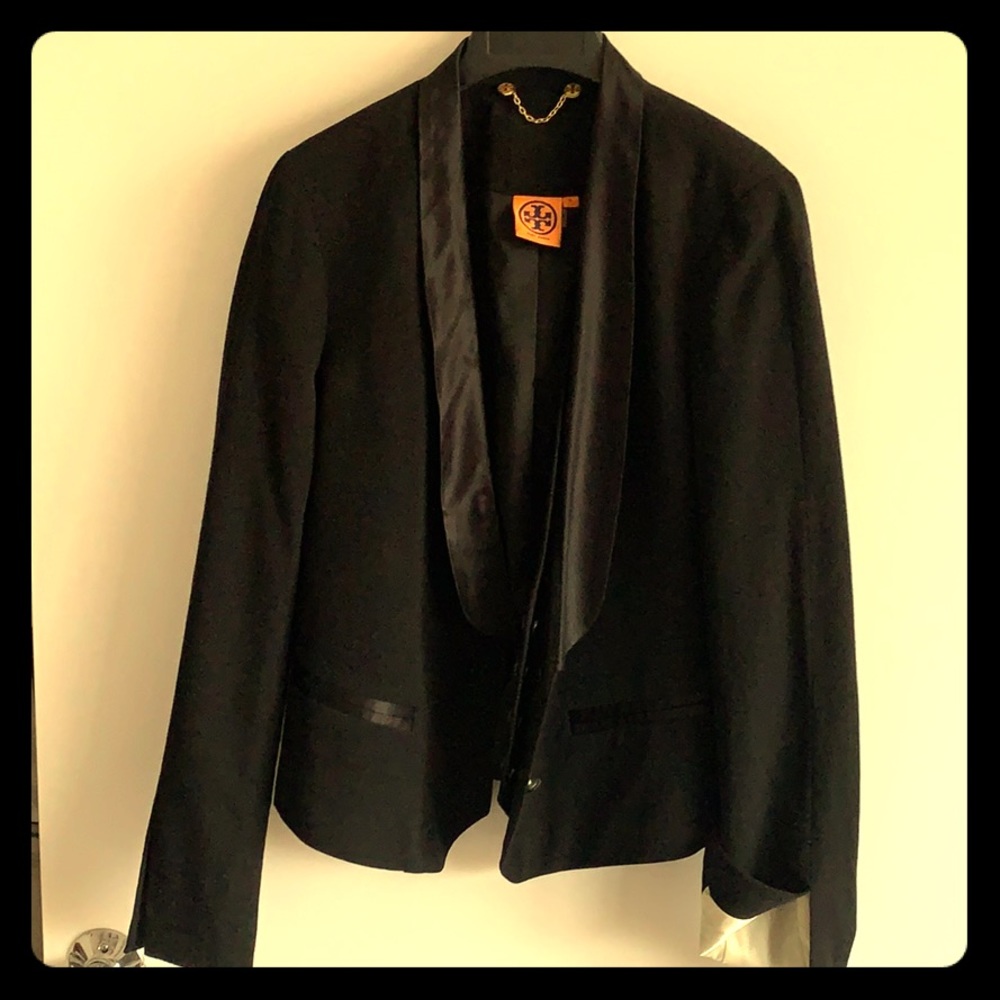 Tory Burch Cropped Tuxedo Blazer w/ built in Vest